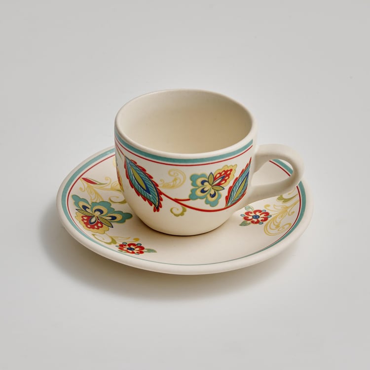 Corsica Mohar Stoneware Printed Cup and Saucer - 180ml