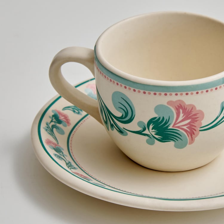 Corsica Mohar Stoneware Printed Cup and Saucer - 180ml