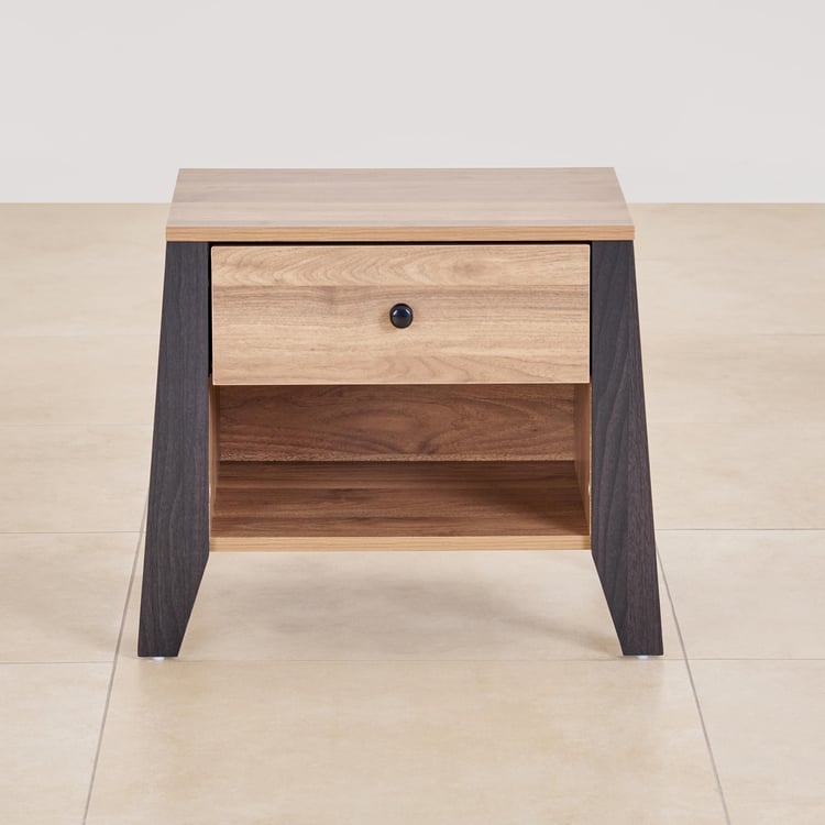 Helios Bed Side Table With Drawer - Brown