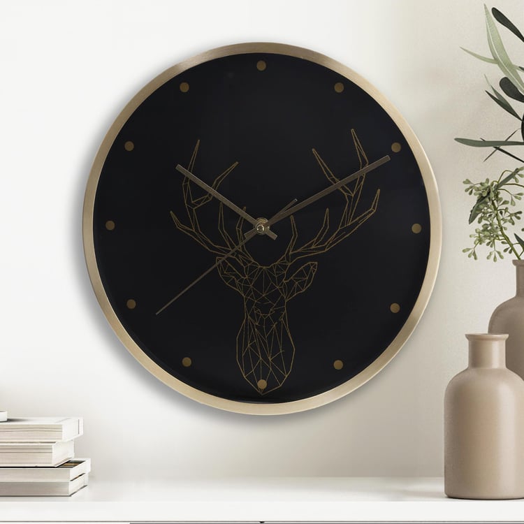 Casablanca Glass Reindeer Wall Clock - 30cm