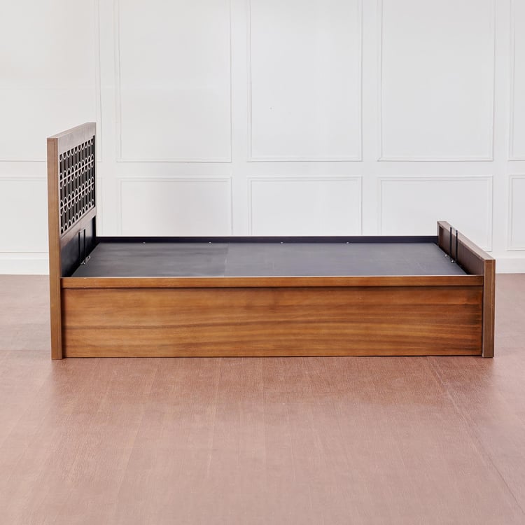 Marigold Solid Wood King Bed with Hydraulic Storage - Brown