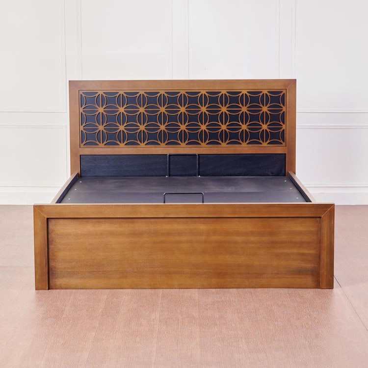 Marigold Solid Wood King Bed with Hydraulic Storage - Brown