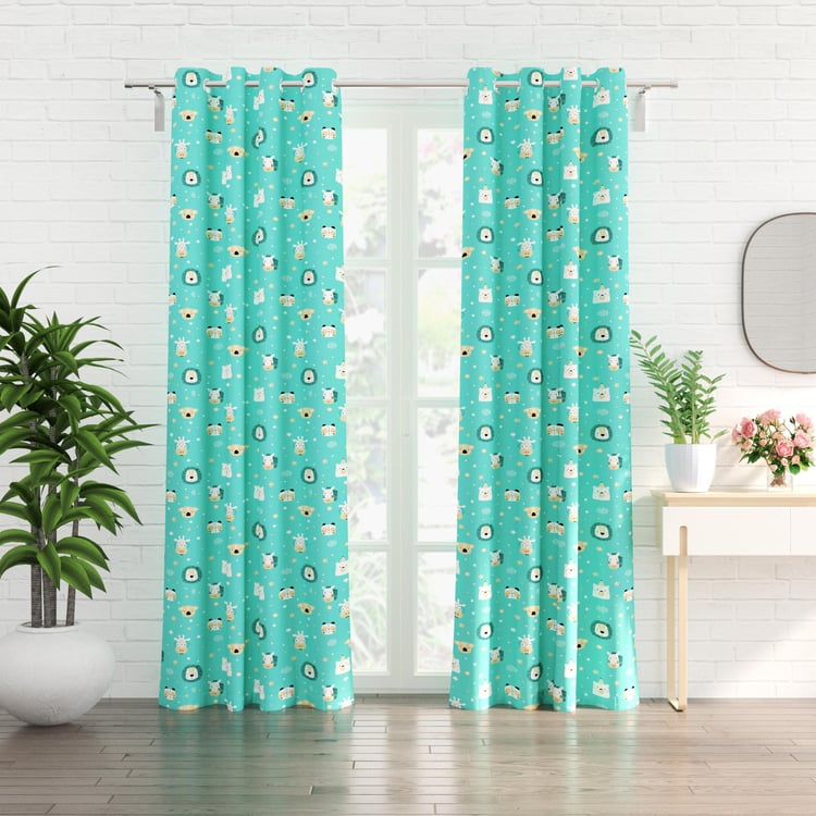 Slate Kids Set of 2 Printed Light Filtering Door Curtains