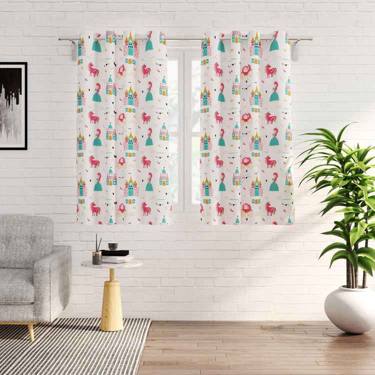 Slate Kids Set of 2 Printed Light Filtering Window Curtains