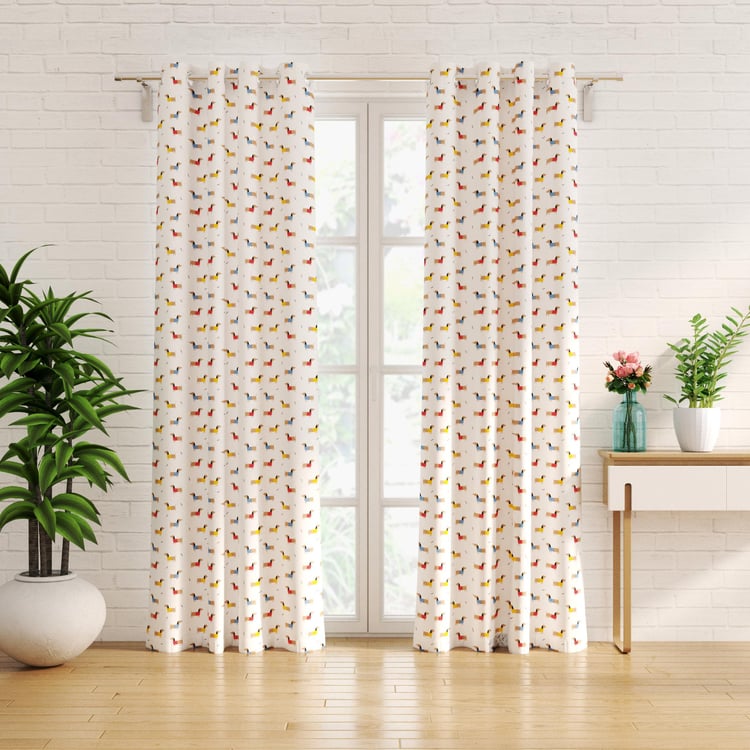 Slate Kids Set of 2 Printed Light Filtering Door Curtains