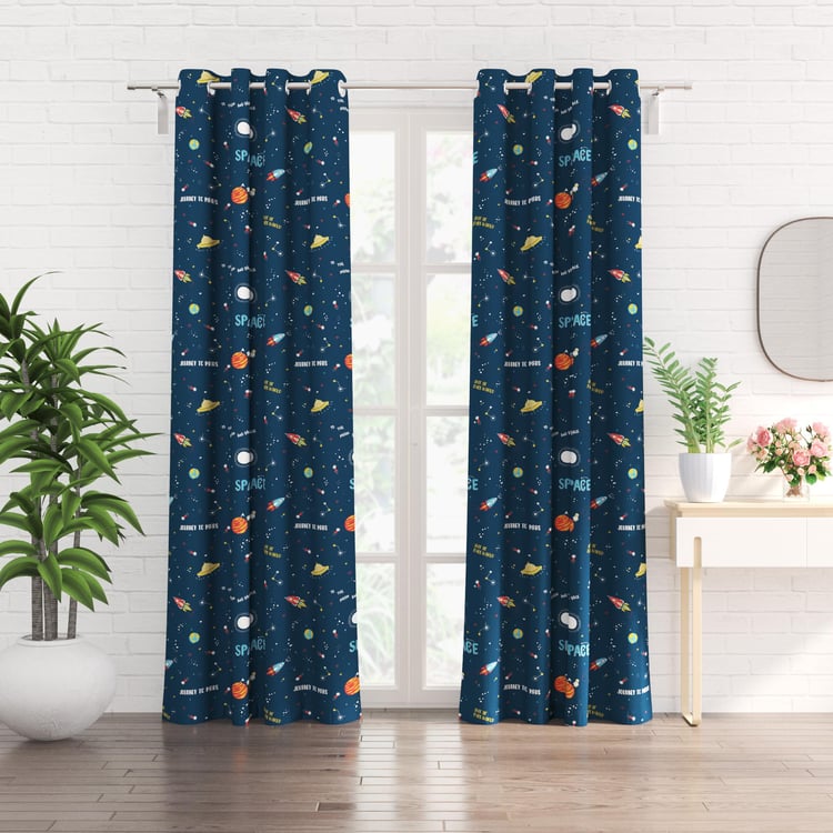 Slate Kids Set of 2 Printed Light Filtering Door Curtains