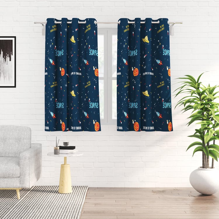 Slate Kids Set of 2 Printed Light Filtering Window Curtains