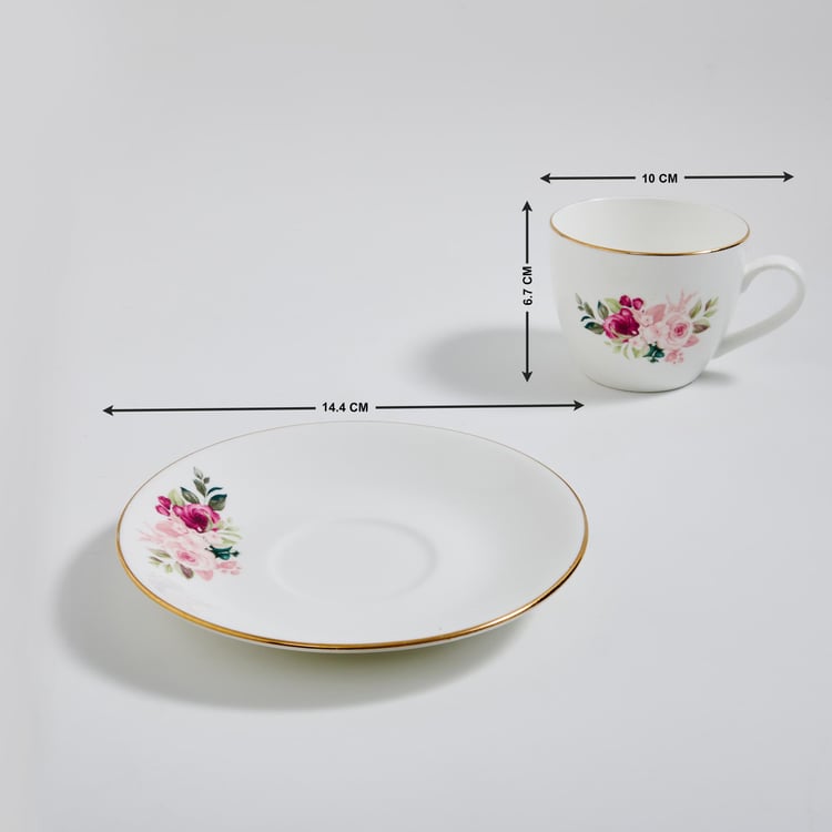 Lucas Roohi Bone China Floral Cup and Saucer - 210ml