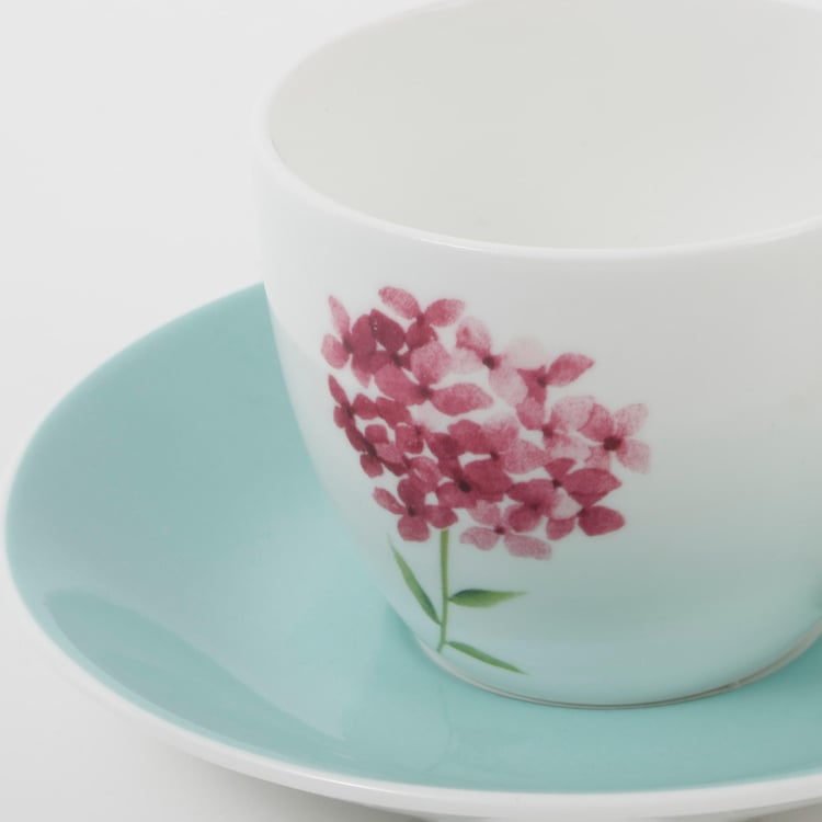 Mandarin Begonaia Set of 6 Bone China Cups and Saucers - 210ml