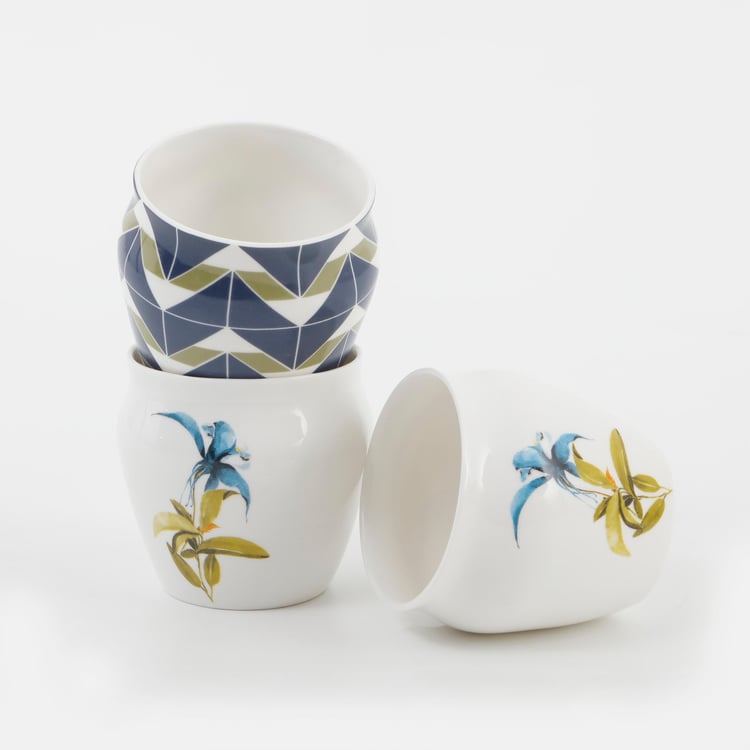 Mandarin Botanica Set of 3 Bone China Kulhad Cups - 240ml