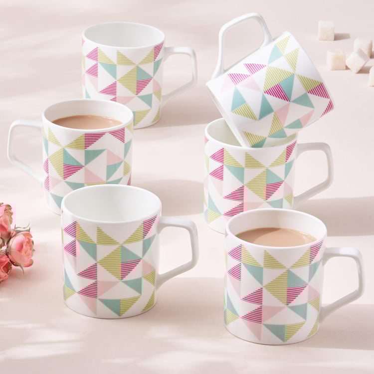 Buy Mandarin Begonaia Set of 6 Bone China Printed Coffee Mugs 230ml from Home Centre at just