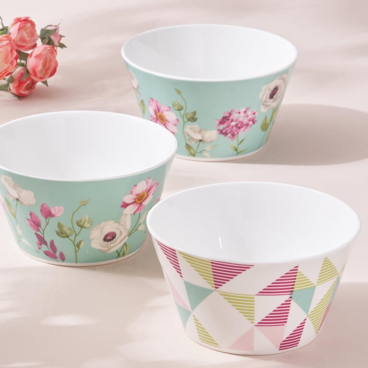 Mandarin Begonaia Set of 3 Bone China Printed Bowls - 470ml