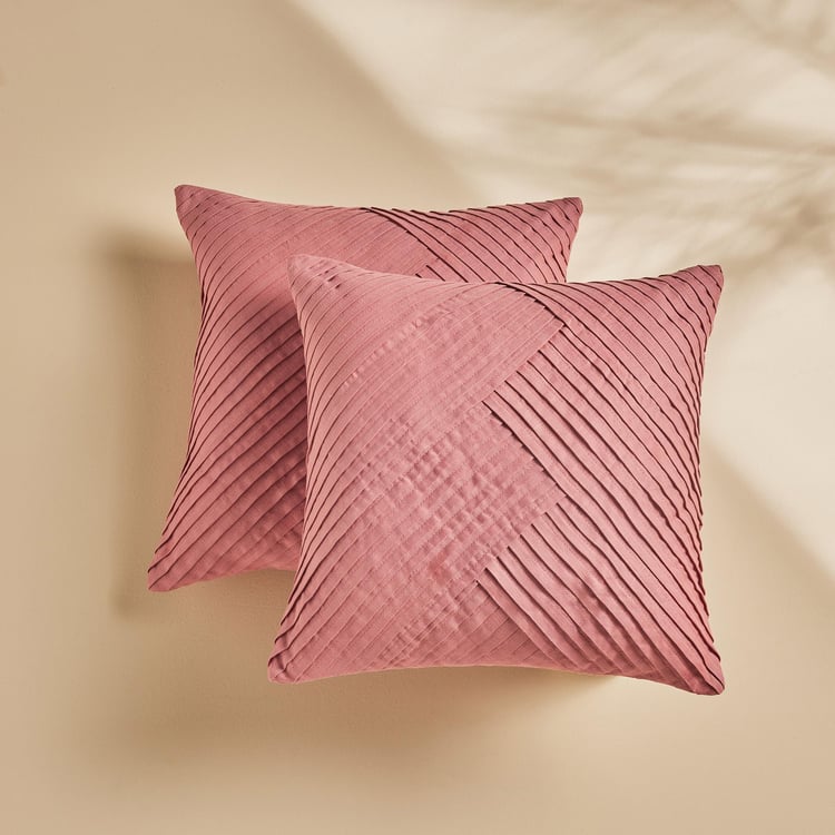 Hello Spring Set of 2 Pleated Cushion Covers - 40x40cm