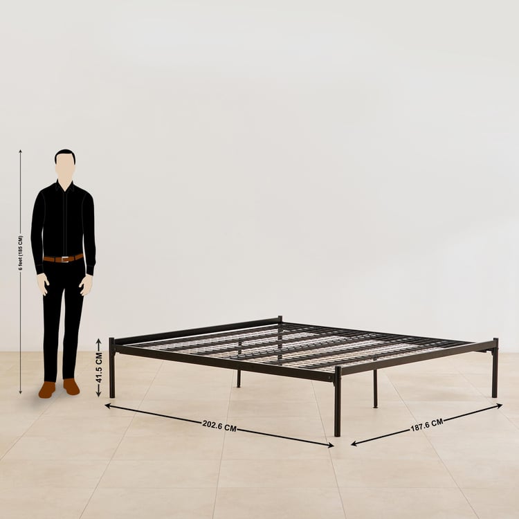 Helios Nebula Gyron Mild Steel King Bed Frame - Black