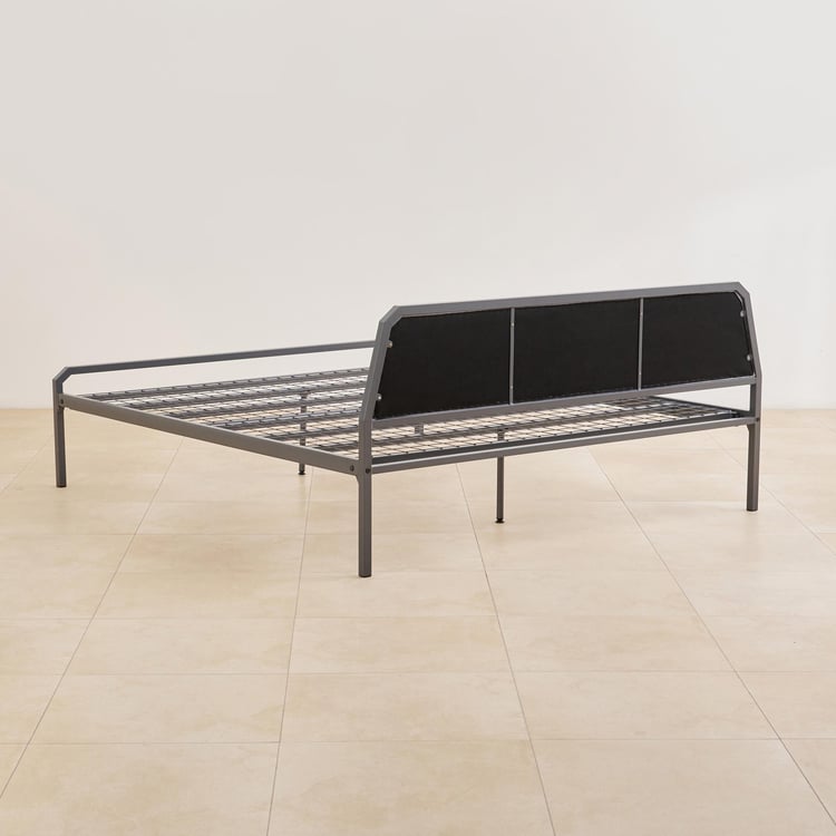 Helios Nebula Rayon Mild Steel King Bed - Grey