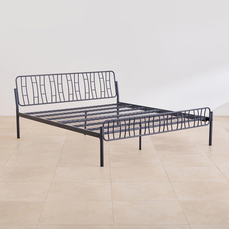 Helios Nebula Aragon Mild Steel King Bed - Grey