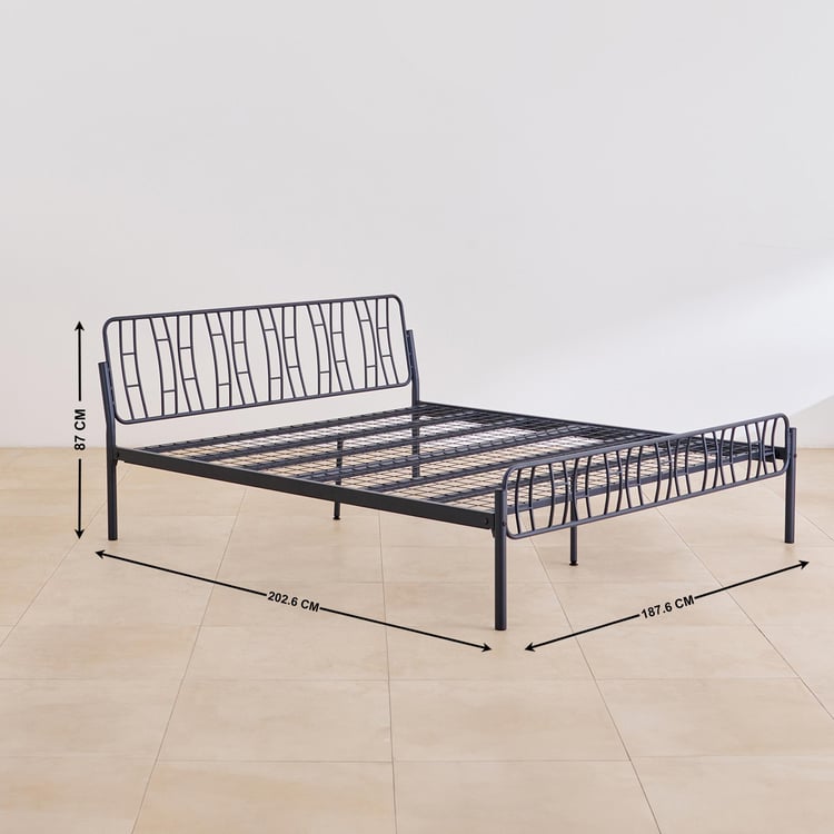 Helios Nebula Aragon Mild Steel King Bed - Grey