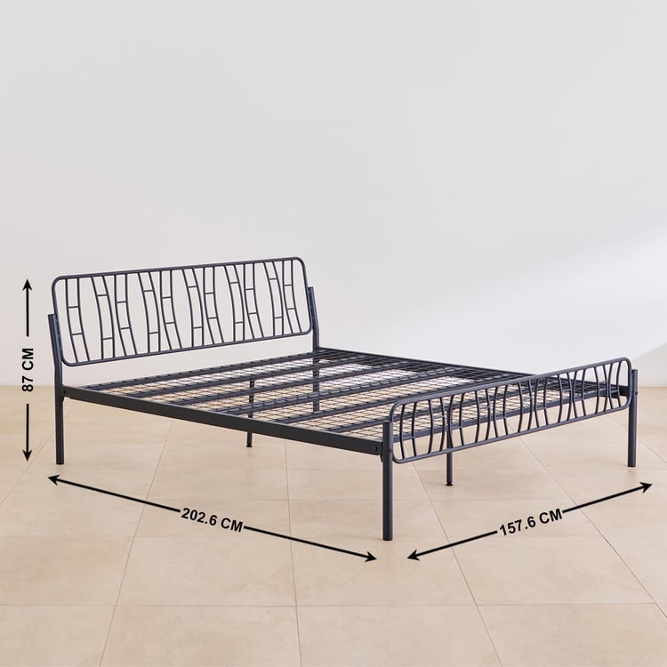 Helios Nebula Metal Jali Queen Bed - Black