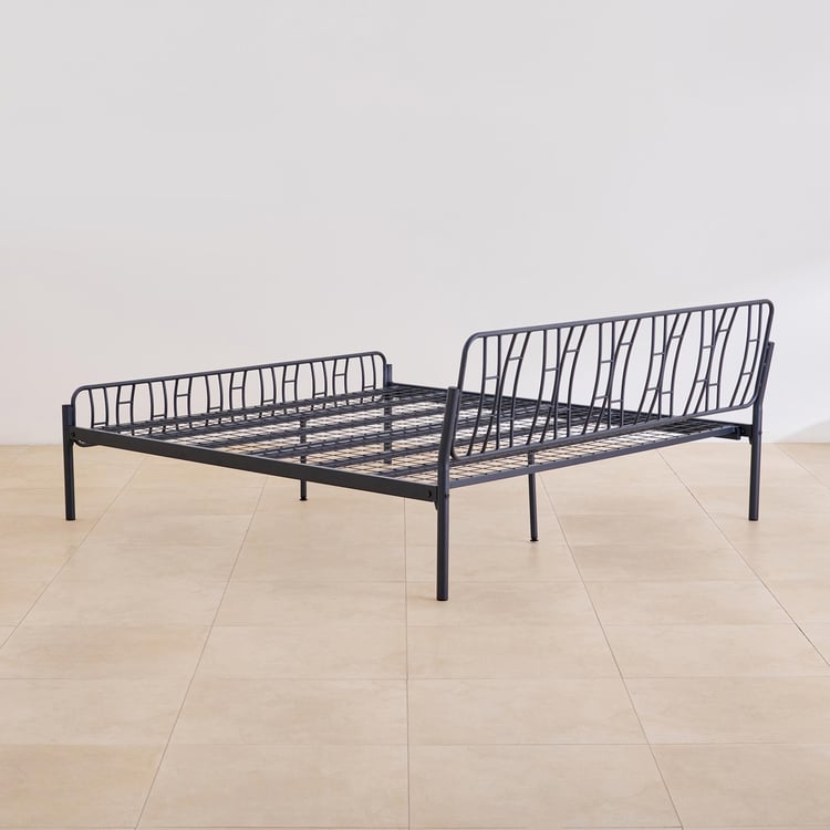 Helios Nebula Metal Jali Queen Bed - Black