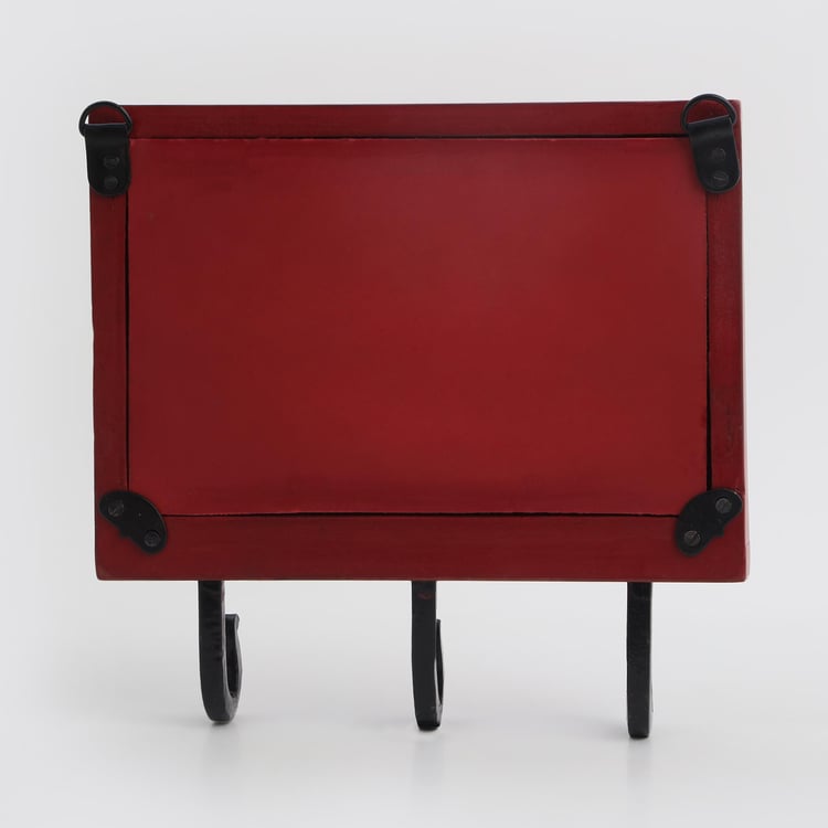 Chisel Wooden 3-Hook Wall Accent with Mirror