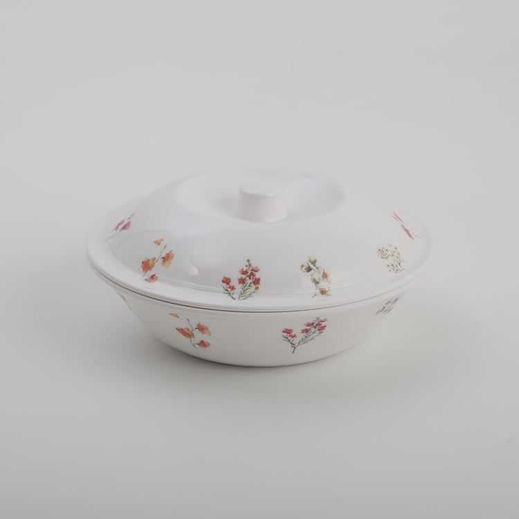 Meadows Theme Melamine Printed Serving Bowl with Lid - 1.4L