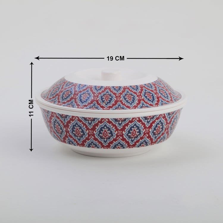 Meadows Theme Melamine Printed Serving Bowl with Lid - 600ml