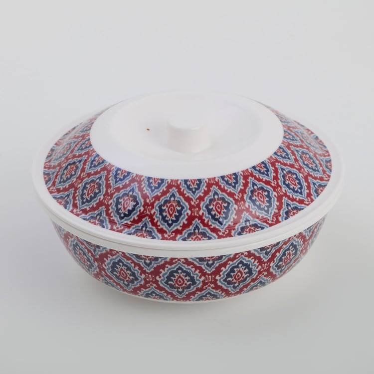 Meadows Theme Melamine Printed Serving Bowl with Lid - 600ml