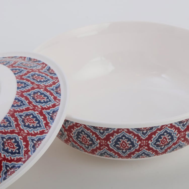 Meadows Theme Melamine Printed Serving Bowl with Lid - 600ml