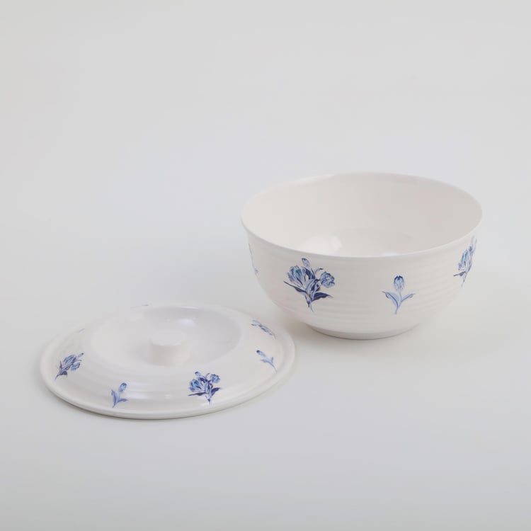 Meadows Theme Melamine Printed Serving Bowl with Lid - 1.4L