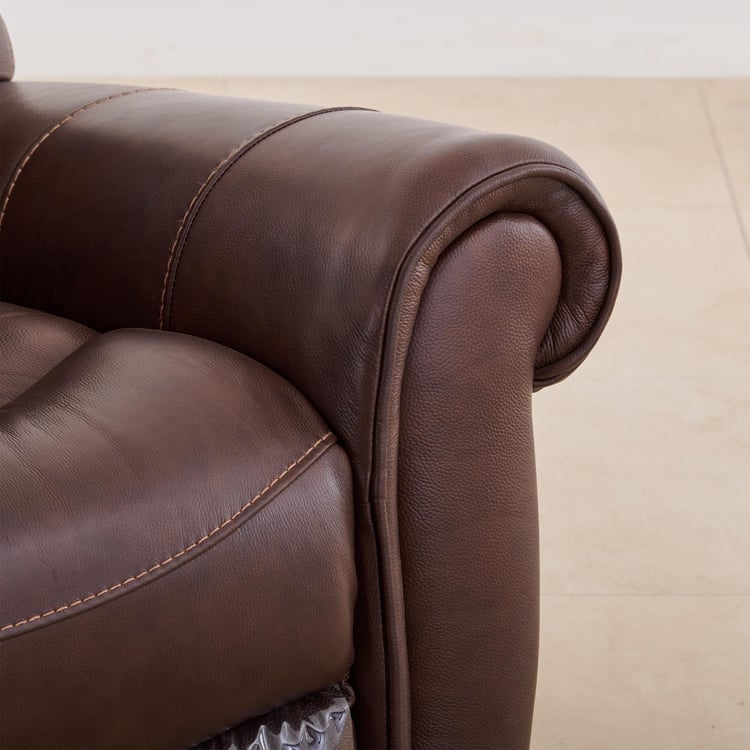 (Refurbished) Cape Half Leather 1-Seater Recliner - Brown