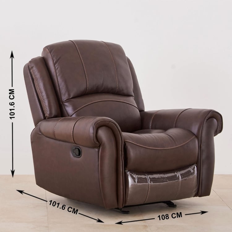 (Refurbished) Cape Half Leather 1-Seater Recliner - Brown