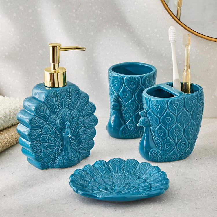 Corsica Mayur Ceramic Peacock Tooth Brush Holder