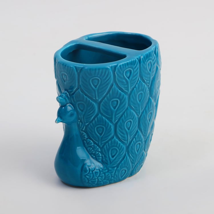 Corsica Mayur Ceramic Peacock Tooth Brush Holder