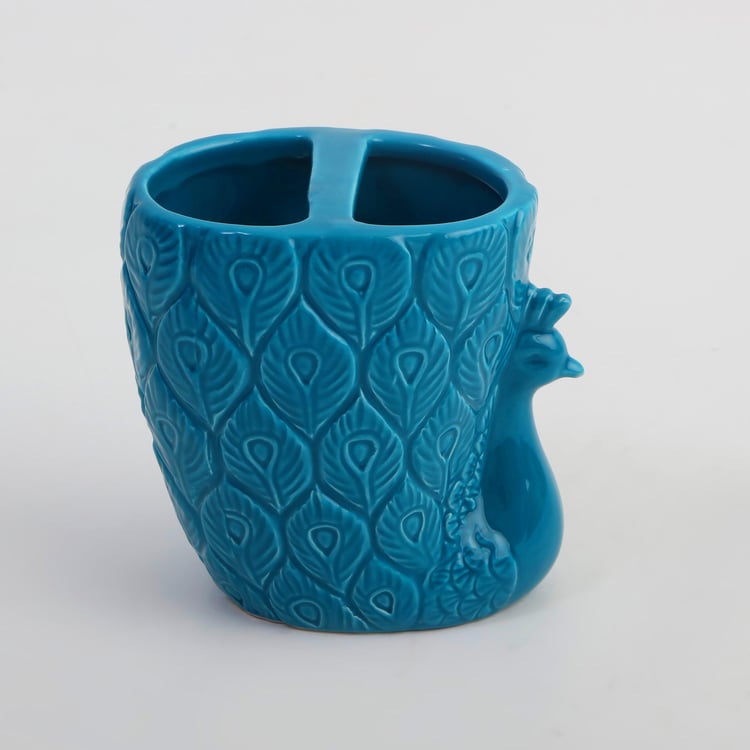 Corsica Mayur Ceramic Peacock Tooth Brush Holder