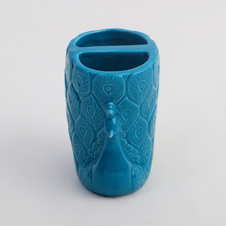 Corsica Mayur Ceramic Peacock Tooth Brush Holder