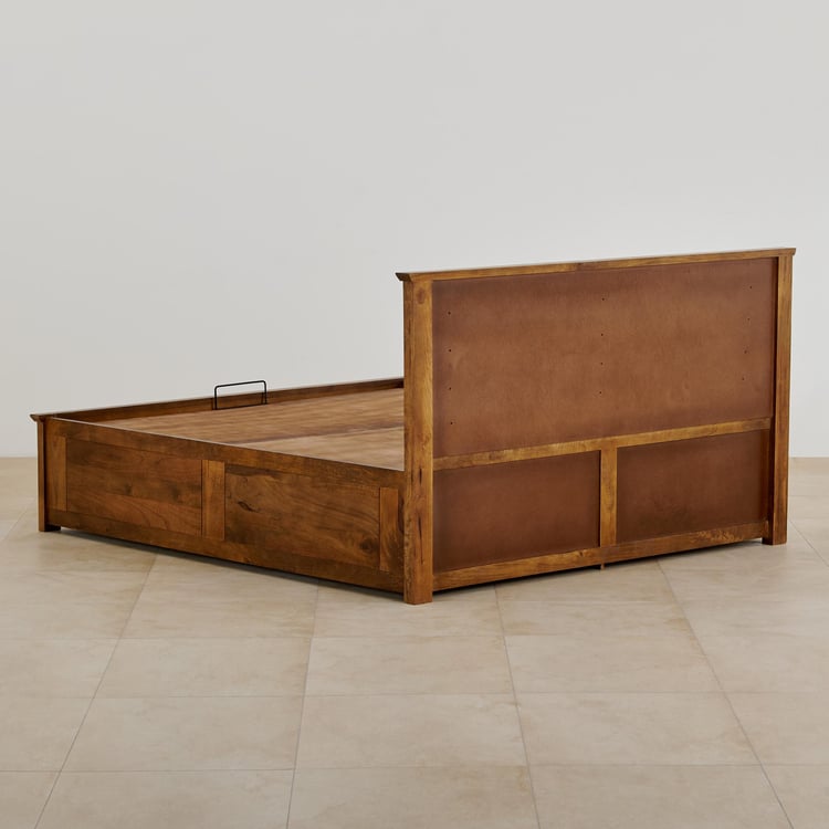 Adana Taavi Mango Wood Queen Bed with Hydraulic Storage - Brown