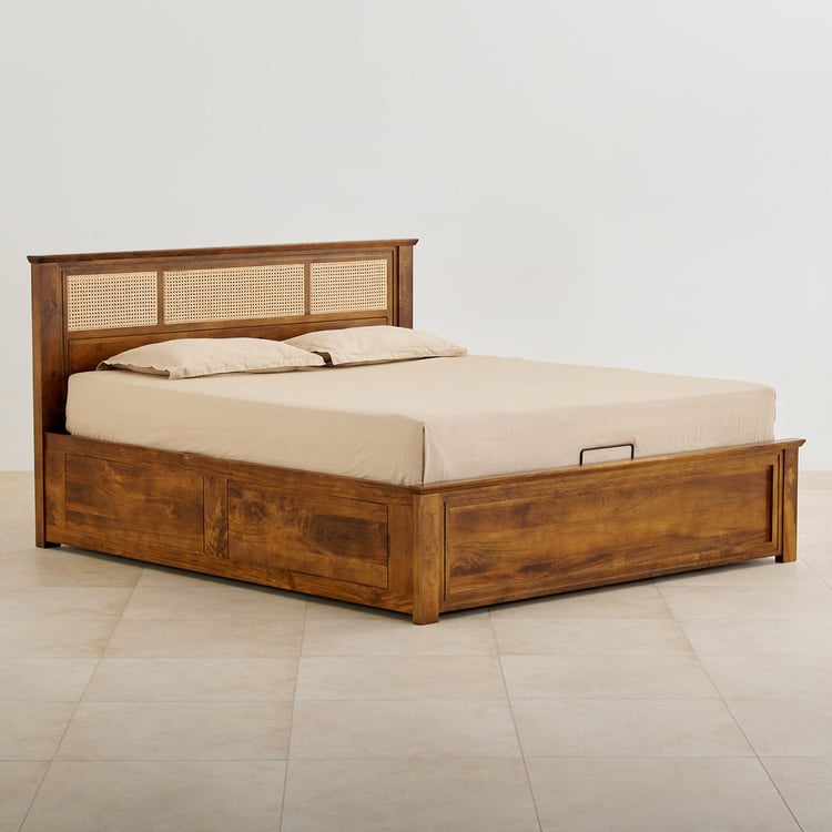 Adana Ziva King Bed with Hydraulic Storage - Brown