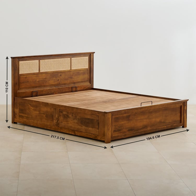 Adana Ziva King Bed with Hydraulic Storage - Brown