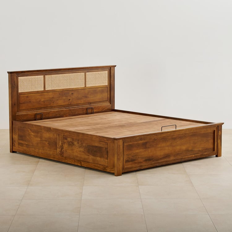 Adana Ziva King Bed with Hydraulic Storage - Brown