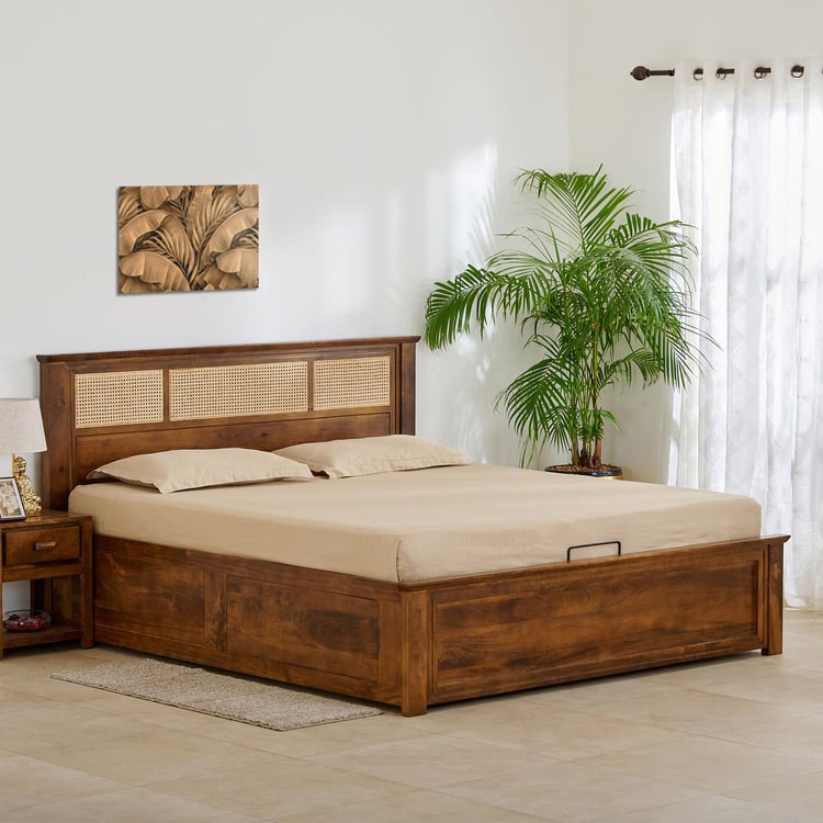 Adana Ziva Queen Bed with Hydraulic Storage - Brown