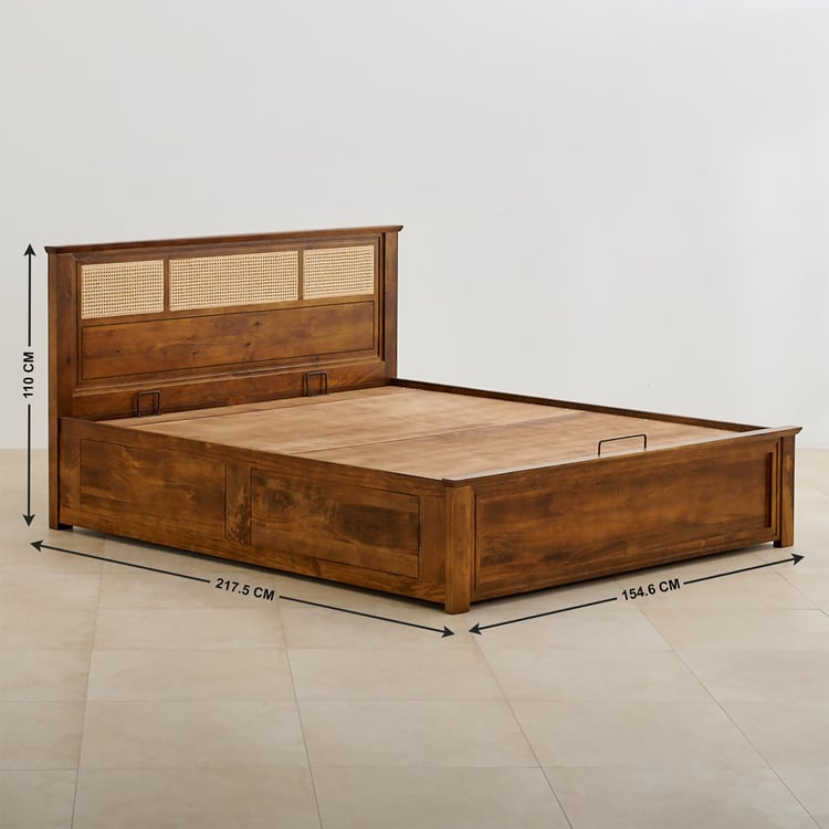 Adana Ziva Queen Bed with Hydraulic Storage - Brown