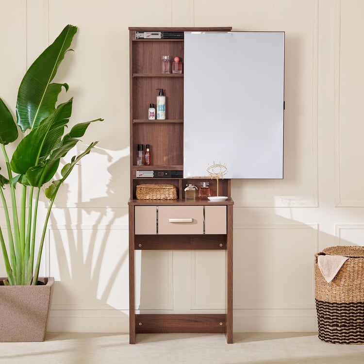 Leon Dresser Mirror with Drawer - Brown