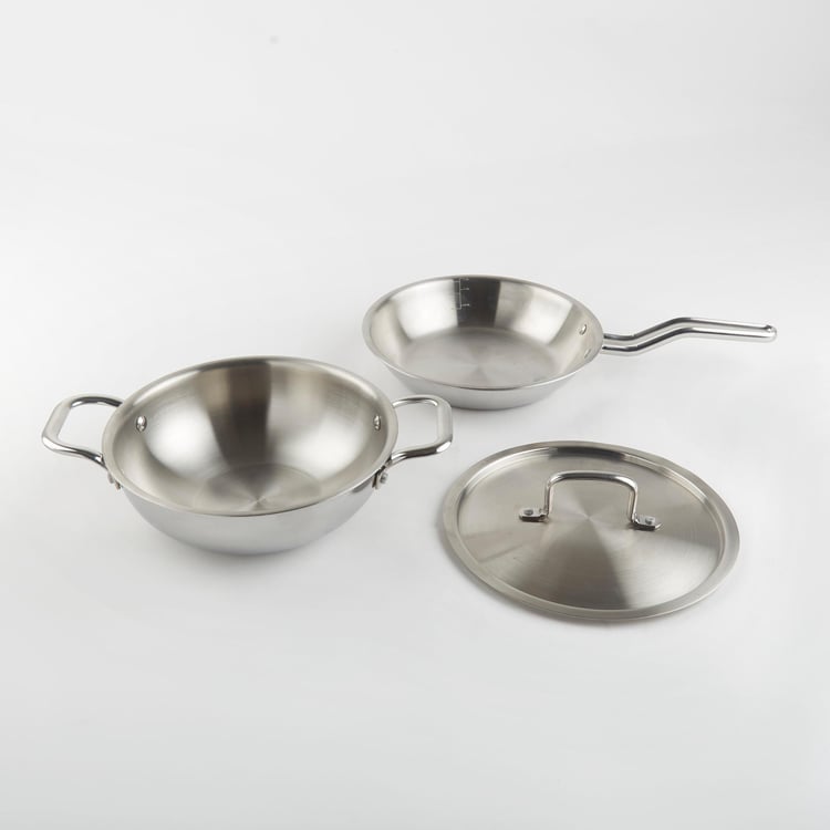 Valeria Novus 3Pcs Tri-Ply Stainless Steel Cookware Set