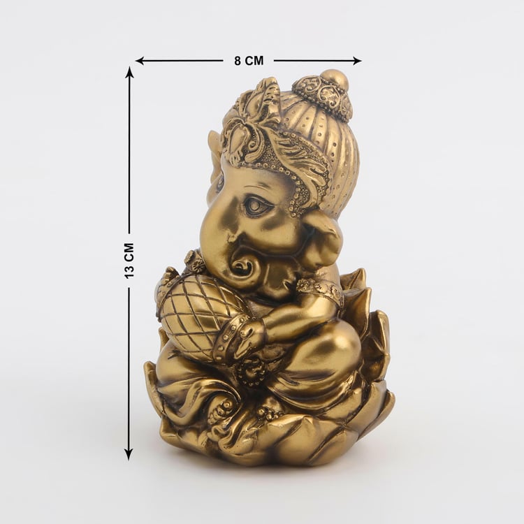 Tranquil Polyresin Ganesha with Dholak Figurine