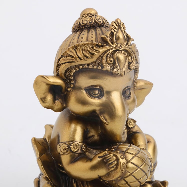 Tranquil Polyresin Ganesha with Dholak Figurine