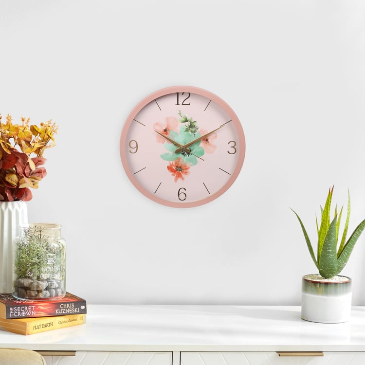 Hello Spring Floral Printed Wall Clock - 30cm