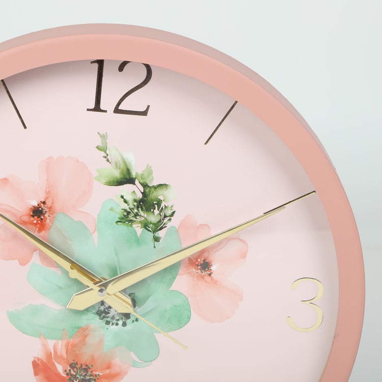 Hello Spring Floral Printed Wall Clock - 30cm