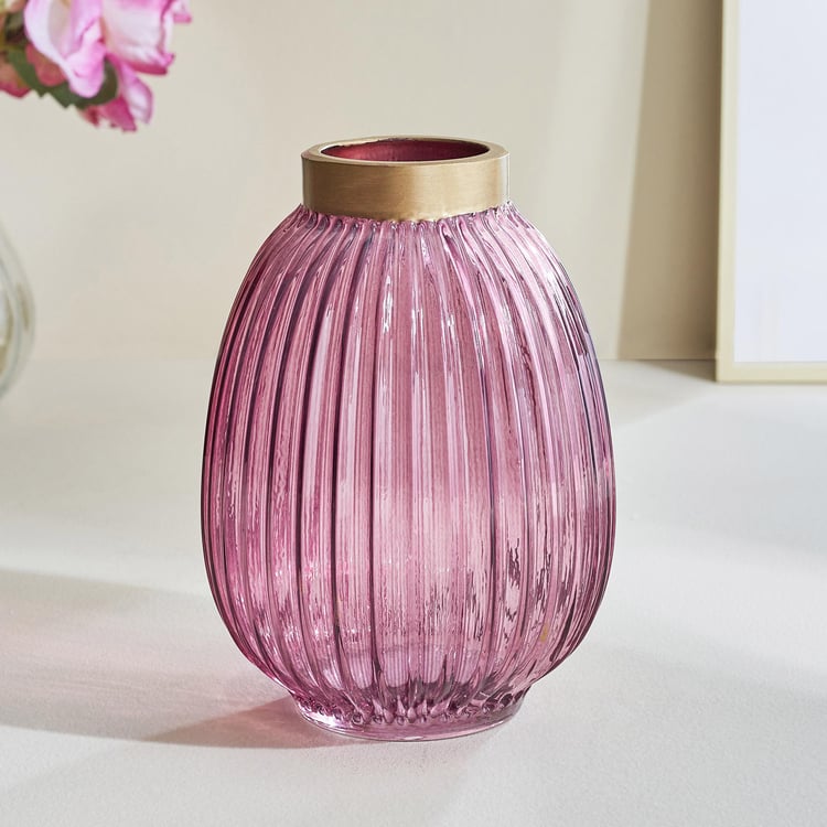 Brian Adora Glass Ribbed Vase