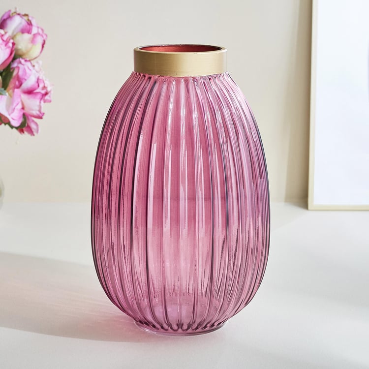 Brian Adora Glass Ribbed Vase