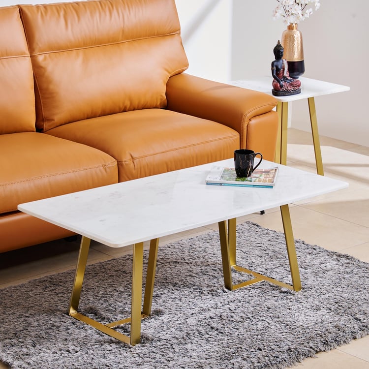 Aristo Marble Top Coffee Table - White and Gold